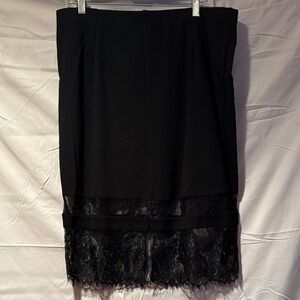 City Chic Black Pencil Skirt with Lace Detail